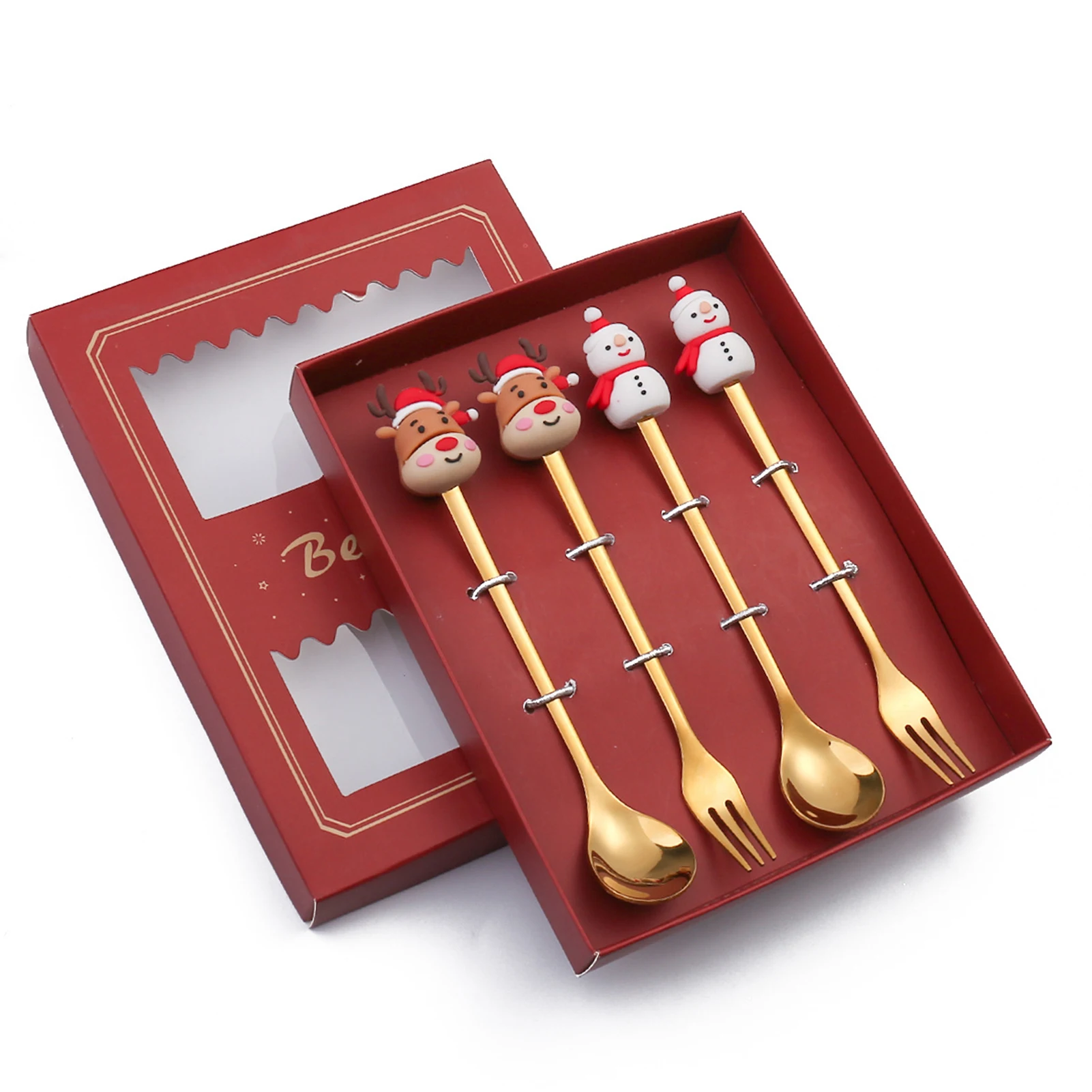 

Набор кофейных ложек в рождественском стиле с 3D мультяшным рождественским дизайном, набор столовых приборов для супа, десерта, эспрессо, чая