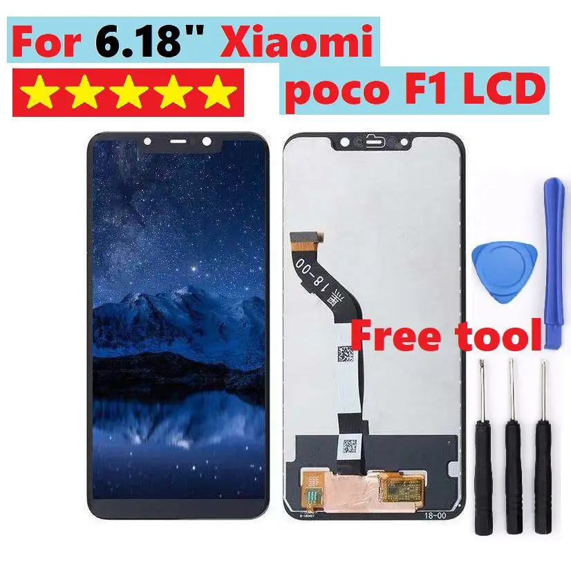 

ЖК-дисплей с рамкой для Xiaomi poco F1, дигитайзер сенсорного экрана в сборе для xiaomi Poco F1, 100% тестирование, 6,18