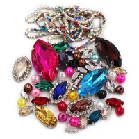 new fashion 50pcsbag mix size horse eye shape crystal rhinestonespearlcup chain for wedding dress jewelry making