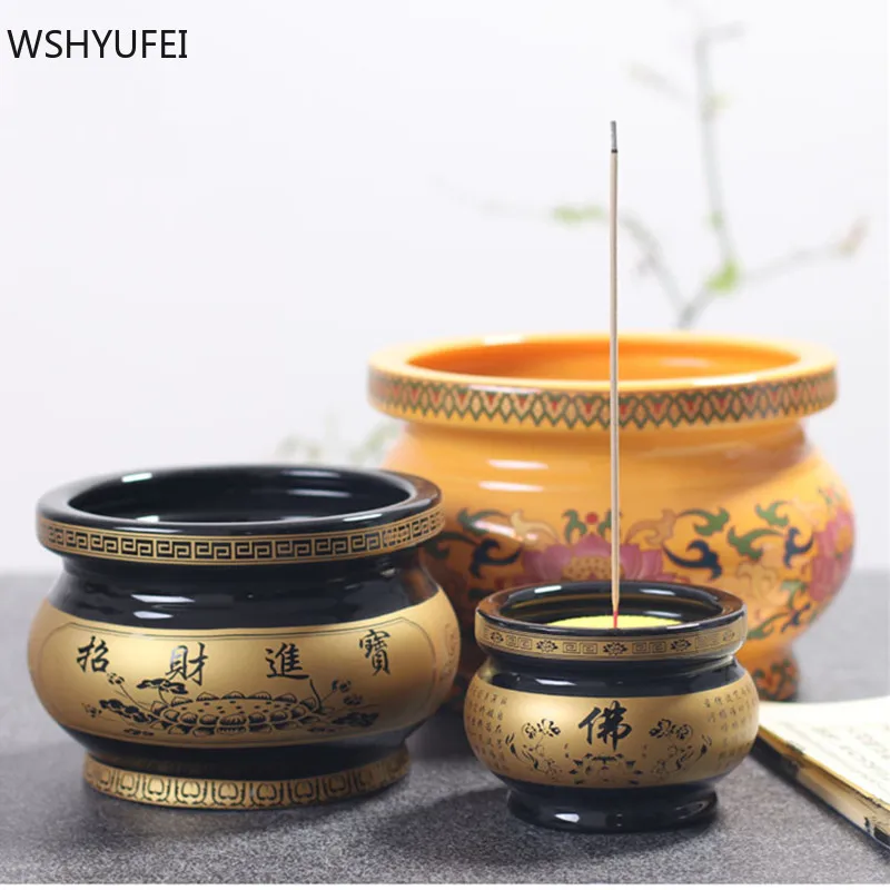 

Ceramics Incense Burner Buddha Hall Ornaments Home God of Wealth Worship Accessories Buddhist Decoration Buddha Tools Supplies