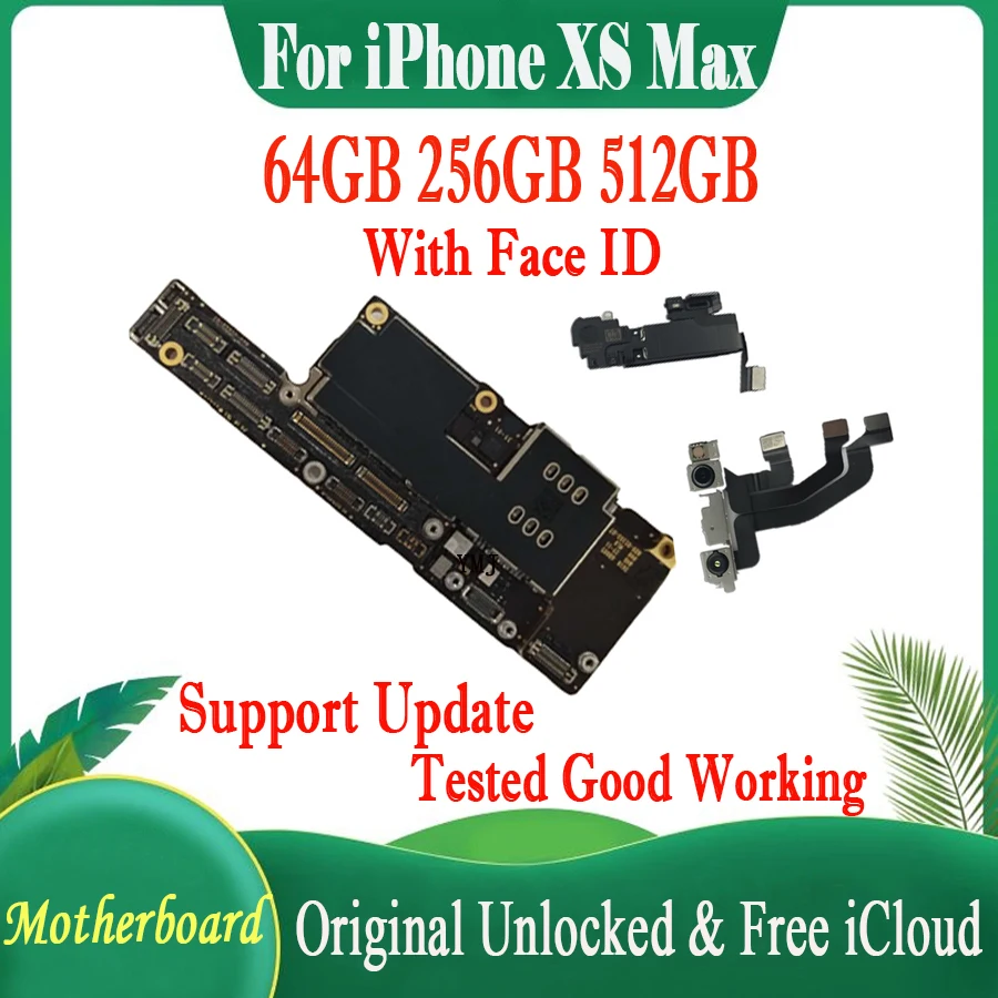 

No ID Account For IPhone XS Max Motherboard Free iCloud Support Update IOS Unlocked Logic board MB Full Chips LTE 4G Original MB