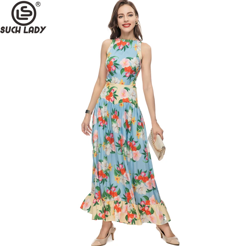 

Женские модельные платья без рукавов с круглым вырезом, привлекательные праздничные платья с открытой спиной и цветочным принтом