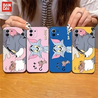 bandai cat and mouse phone case black silicone for iphone 13 pro max 11 12 xr x xs mini for 6 6s 7 8 plus funda shell cover