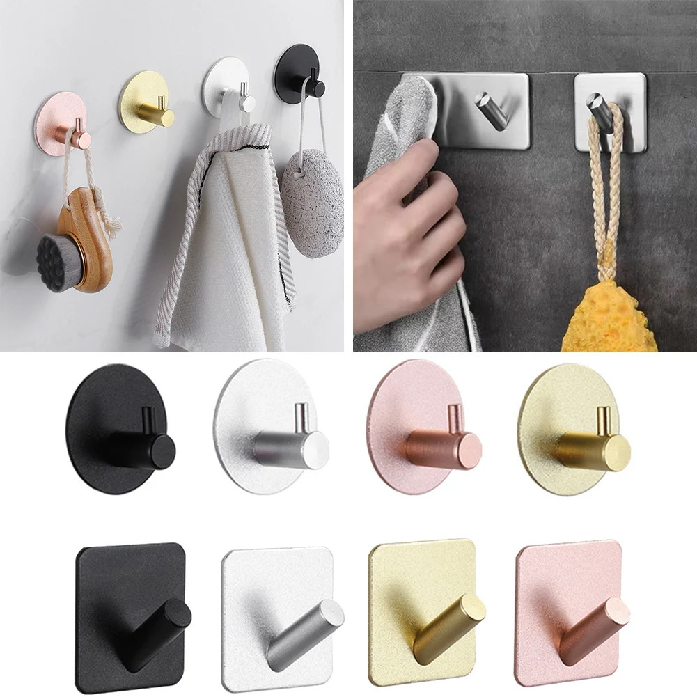 

Stainless Steel Self Adhesive Wall Coat Rack Key Holder Rack Towel Hooks Clothes Rack Hanging Hooks Bathroom Accessories