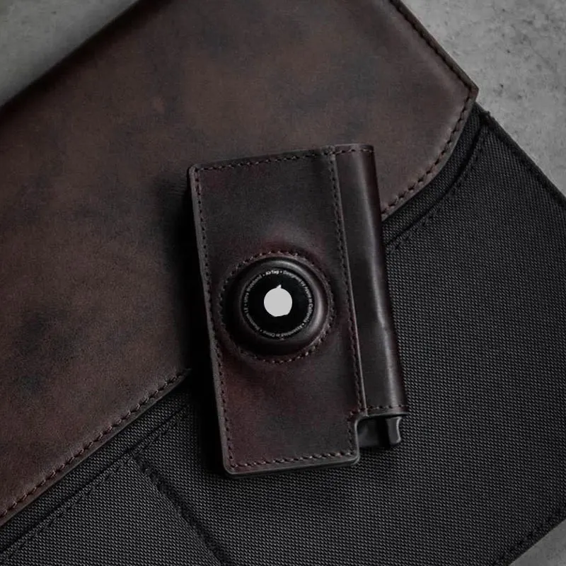 New RFID Apple Tracker Cover Airtag Locator Card Bag Credit Card Clip Wallet