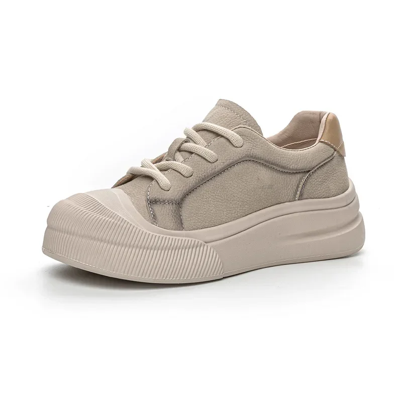 Женские туфли первого слоя из воловьей кожи с большой головкой новые белые