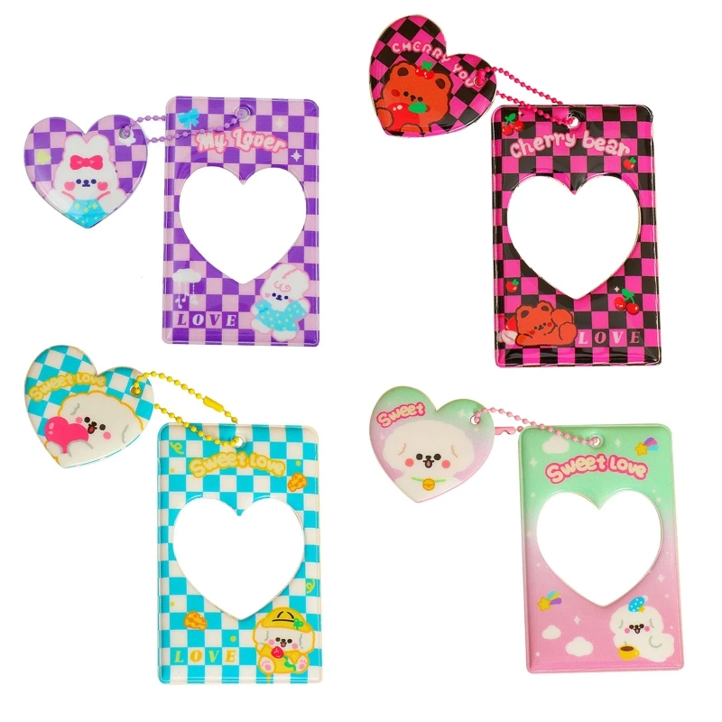 

Kpop Photocard Love Heart Chessboard Photo Card Holder Bus Bank Cards Sleeve Case Birthday Gift for Women Girls Boys