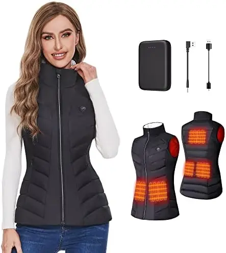 

Heated Vest for Women with Battery Lightweight 5 Heating Area Fleece Stand Collar Heated Jacket Cool dice Games for party D dic