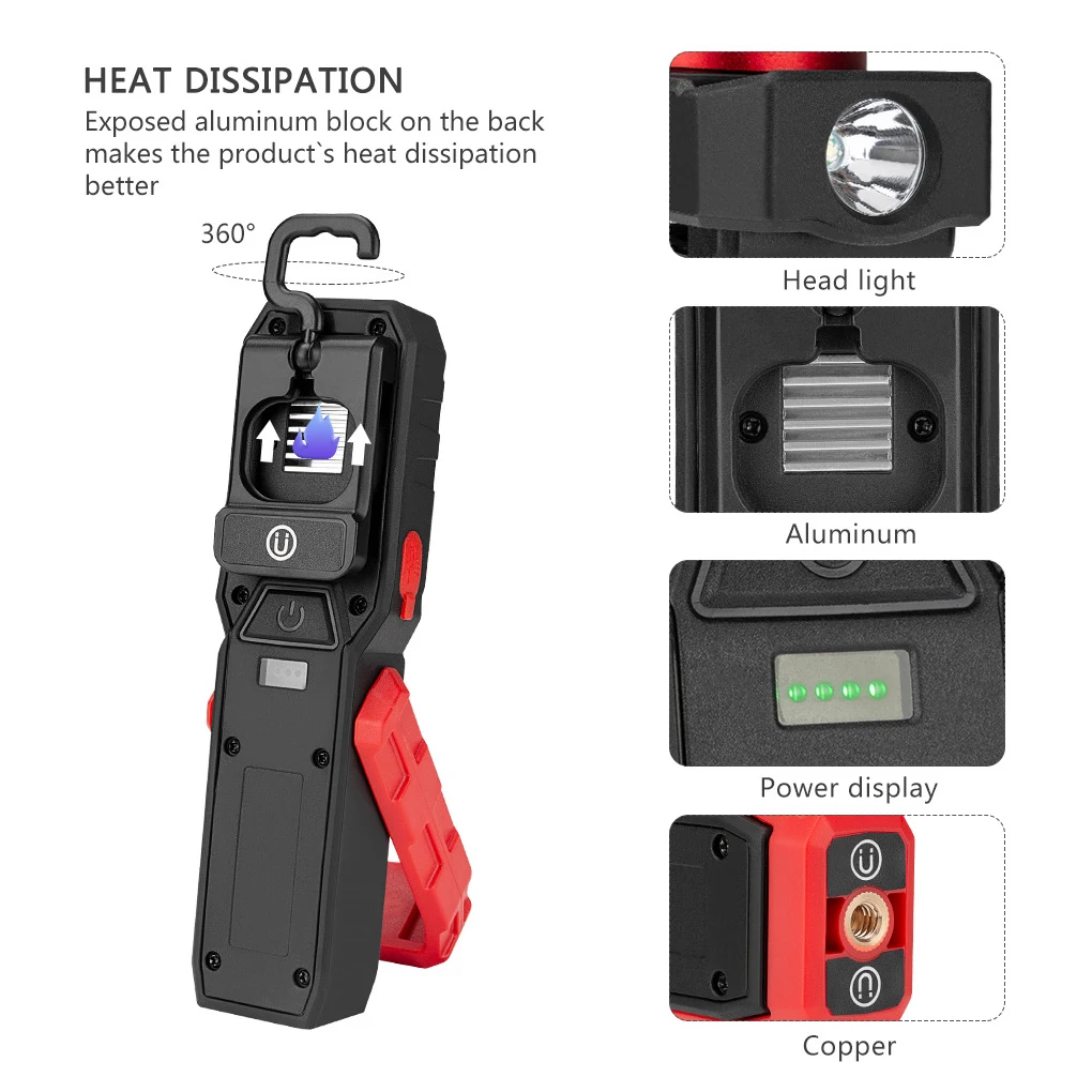 

Working Light Torch LED Emergency Flashlight Hook Rechargeable Lantern