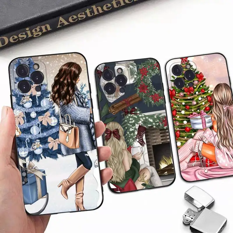 

Christmas Girls Tree Phone Case For iPhone 8 7 6 6S Plus X SE 2020 XR XS 14 11 12 13 Mini Pro Max Mobile Case