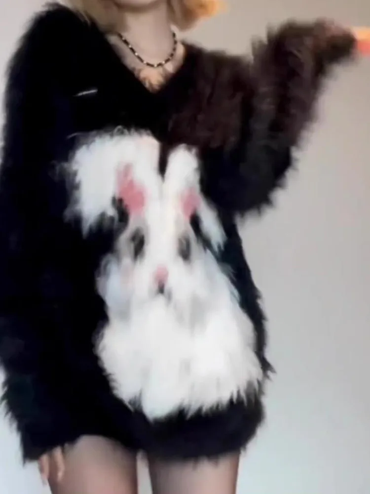 Свитер женский с острыми кроличьими ушками свитер открытыми плечами в