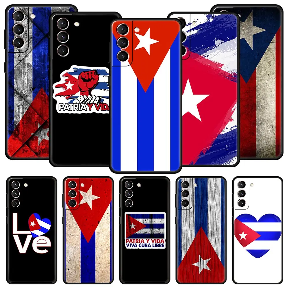 Cuba flag Art Case For Samsung Galaxy S22 S21 S20 Ultra FE 5G S23 S9 S10 Plus Note 20 10 Lite S10E Silicone Phone Cover Black