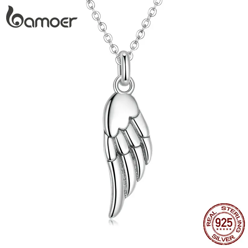 

Bamoer Authentic 925 Sterling Silver Angel Wing Pendant Necklace for Women Birthday Gift Simple Chic Jewelry BSN268