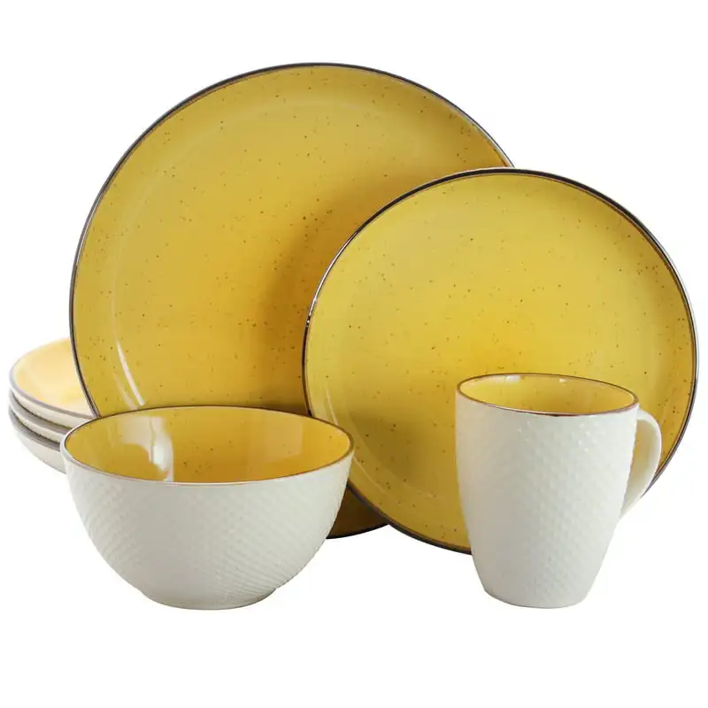

Mellow-Yellow 16-Piece Dinnerware Set Tableware Set Restaurant Home Gift Utensils For Kitchen