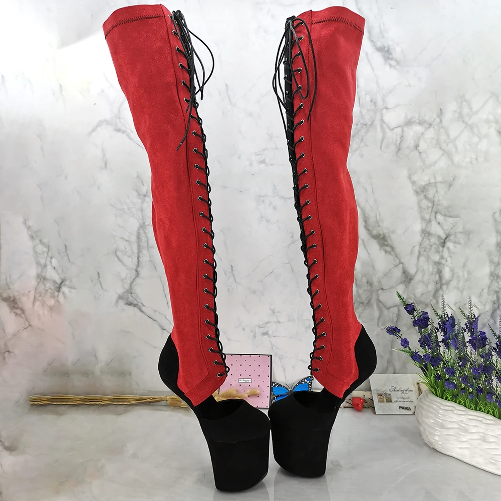 Leecabe Lace Up Ankle Boots Sexy Exotic Pole Dance Stripper young trend fashion color matching shoes