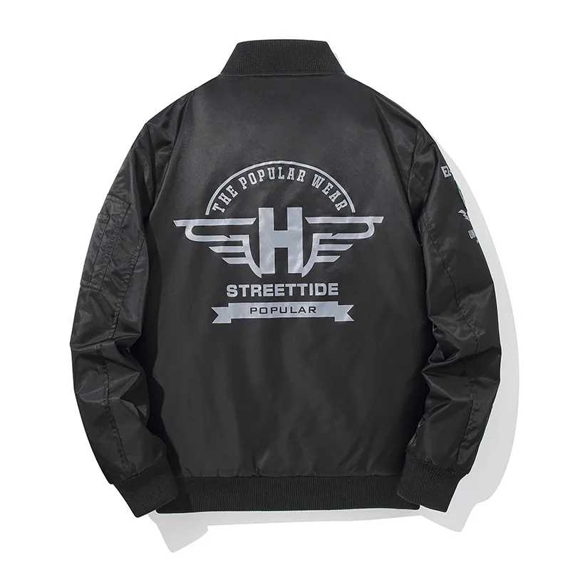 Reversible Clothes Oversized Embroidered Bomber Jacket Men Autumn Winter Warm Jacket Korean Fashion Casual Baseball Uniform