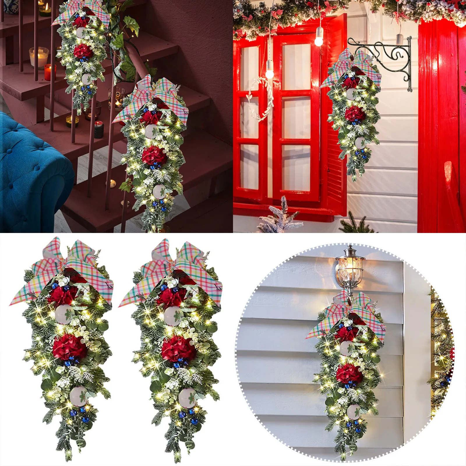 

in The Dark Glass Beads Christmas Decorations Dead Branches Vine Ring Pendant Christmas Cane Garland Door Green Ornaments Balls