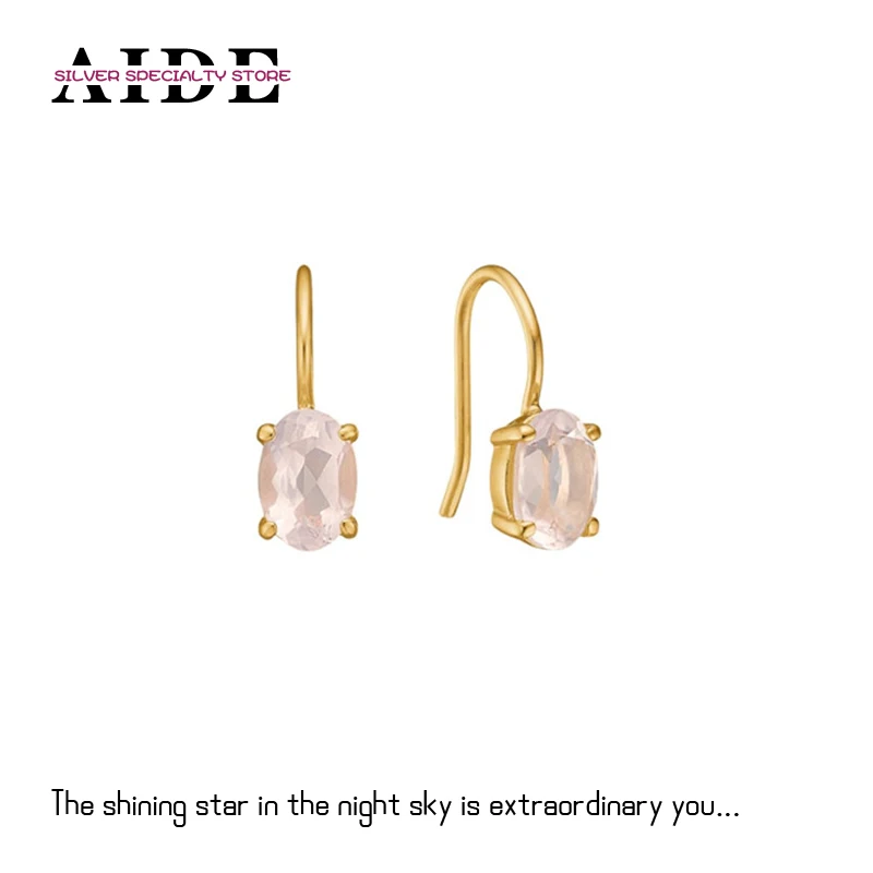 

AIDE 2022 Summer Stacking Pink Zircon Stud Earrings For Women Girl S925 Silver Pendientes Piercing Earrings Jewelry Gift Bijoux