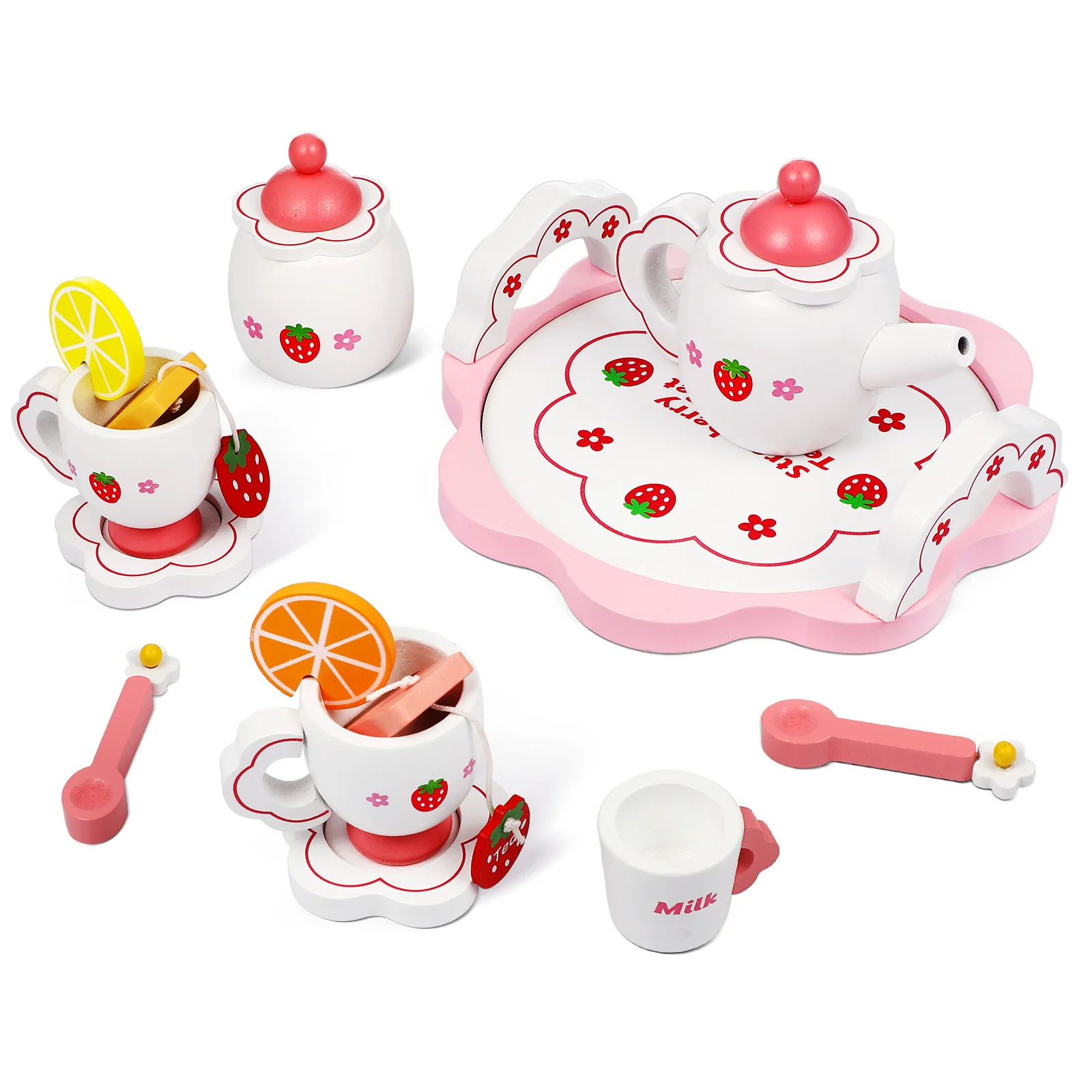 

Wooden Tea Set Kitchen Tea Ware Teapot Tea Cup Toys Children Pretend Play Afternoon Tea Game Toys Gifts