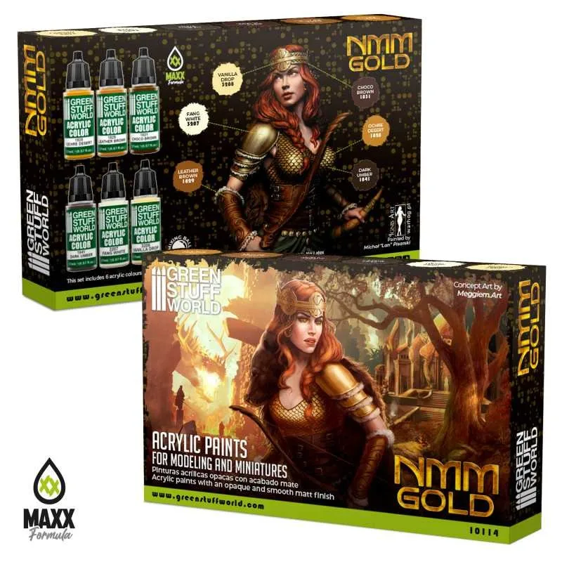 Набор красок Green Stuff World GSW - NMM Золотая ручка Краска Warhammer Портретный солдат