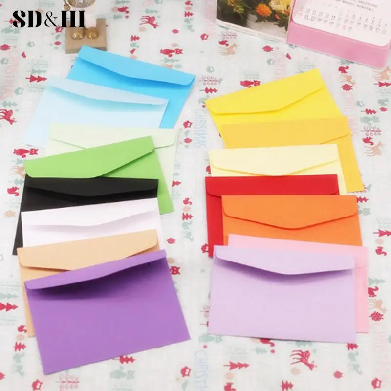 

10pcs Candy Colors Postcard Wedding Invitation Envelope Small Paper Envelopes