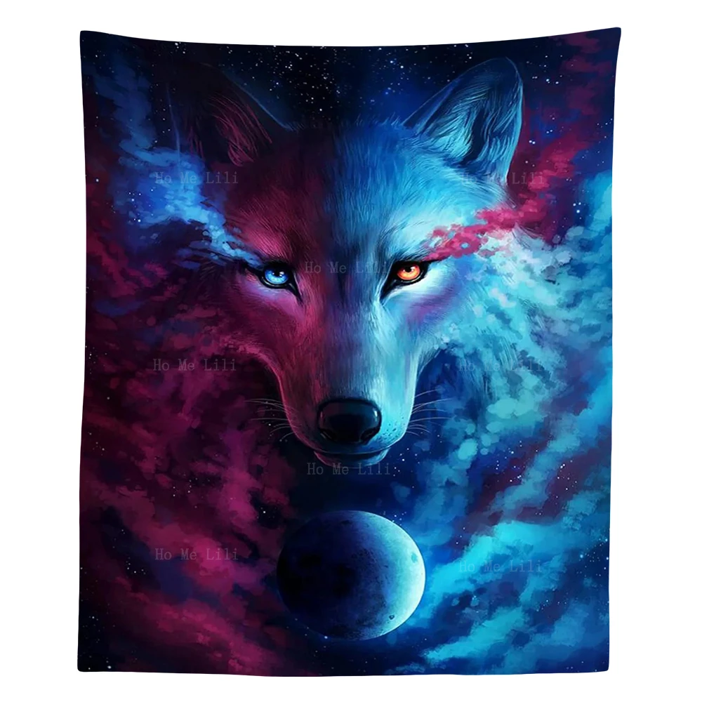 

Fantasy Forest Mysterious Wolf Blue Eye Elf Dark Myth Tapestry By Ho Me Lili For Home Decor
