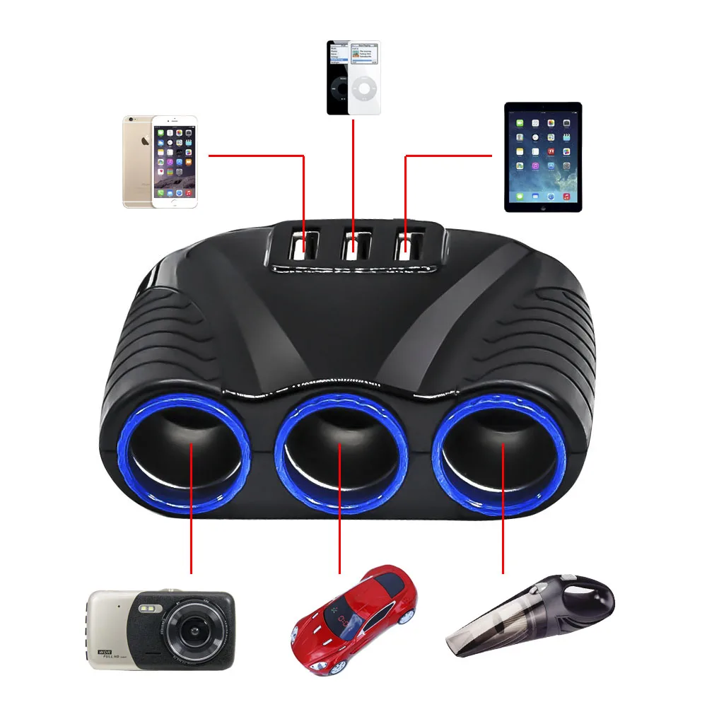 Разветвитель Прикуривателя HGDO с 5 гнездами, 2 USB, 12 В (art.: 3920be1abfda2) - 3920be1abfda2
