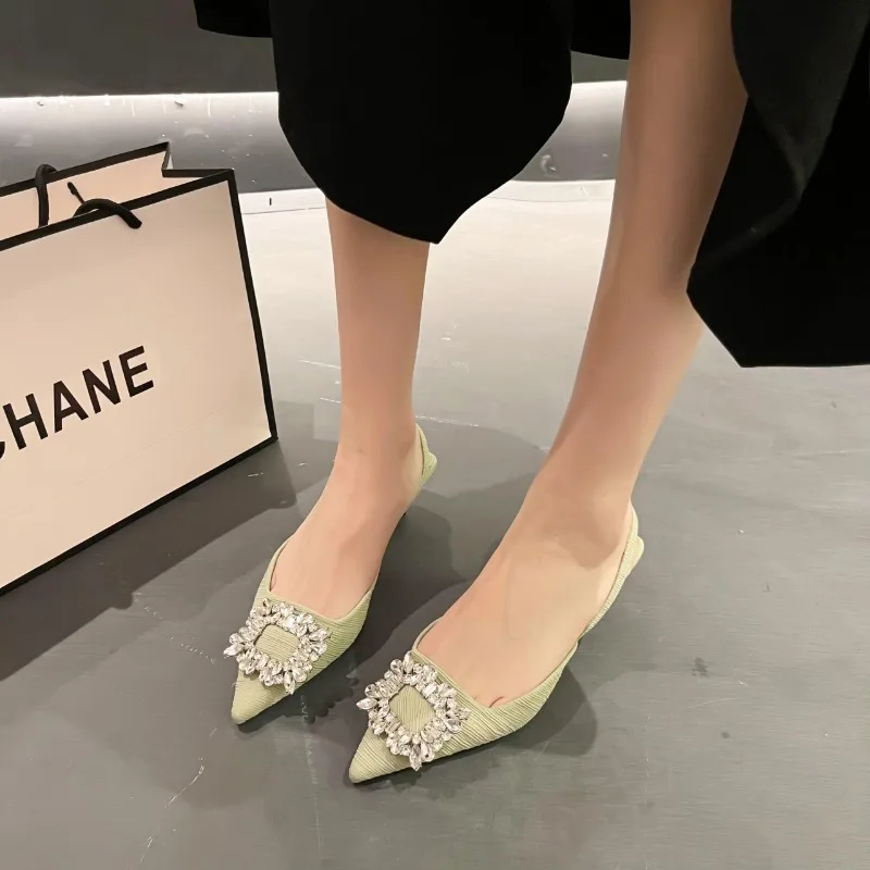 24 женские босоножки на низком каблуке французские телесные сандалии с