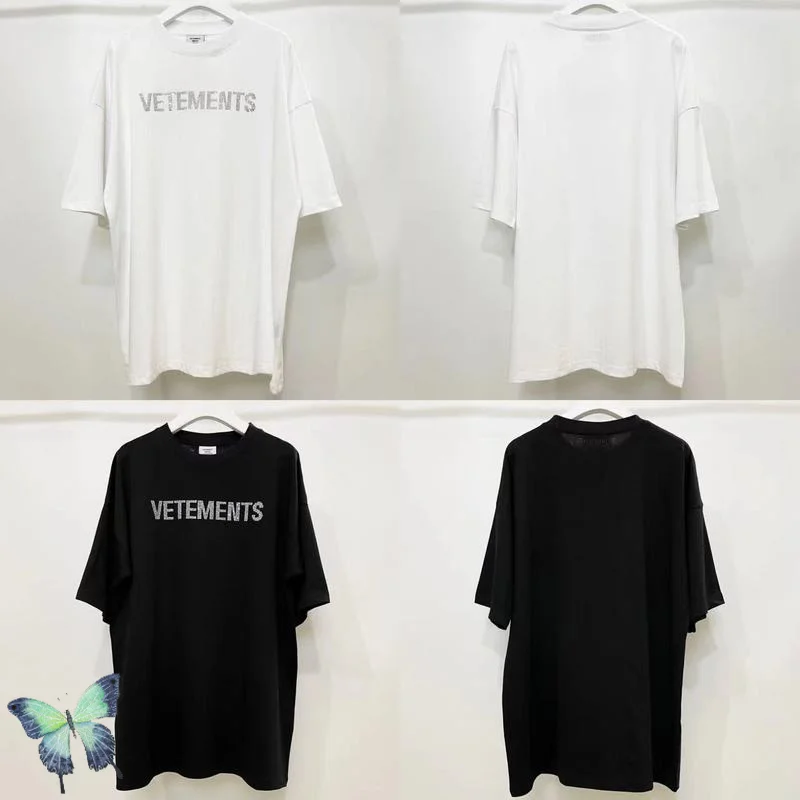 

Hot Drill Diamond Fashion VETEMENTS T-shirt Men Women Femme Homme