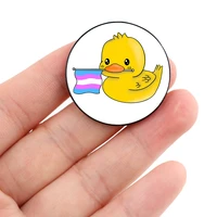 trans pride duck pin custom cute brooches shirt lapel teacher tote bag backpacks badge cartoon gift brooches pins for women