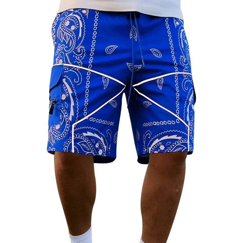 

2023 Men's Cashew Summer Blossom Shorts Loose High Street Multi Pocket Casual Man Straight Work Shorts Clothing