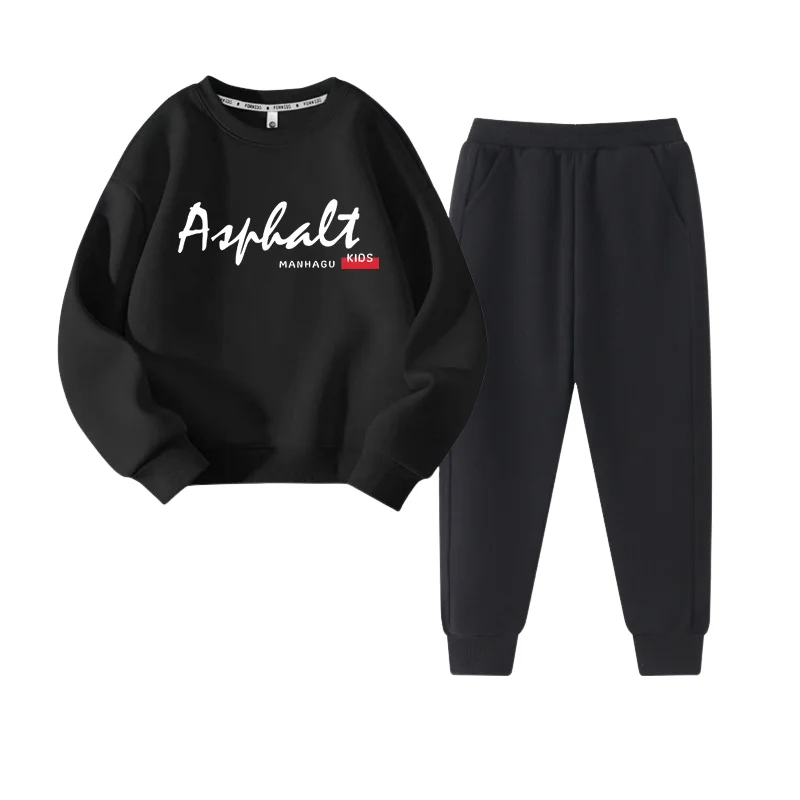 

Модная одежда в Корейском стиле на осень и зиму, детская одежда, свитшот с длинным рукавом и надписью и брюки для мальчиков, костюм из двух предметов на 2, 4, 6, 8, 10, 12 лет