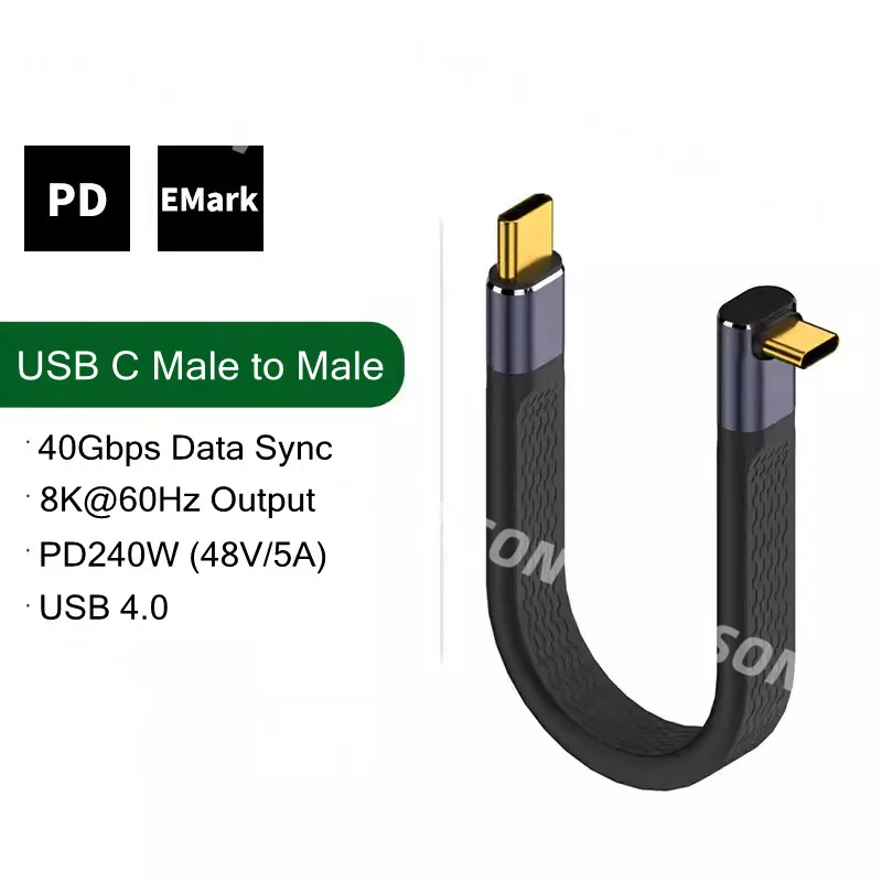 

Кабель USB C на Type C FPC, 240 Вт, 5 А, USB 4,0, 40 Гбит/с, Gen 3, Thunderbolt 3, 8K @ 60 Гц, адаптер для быстрой зарядки, шнур для MacBook, Samsung, Xiaomi