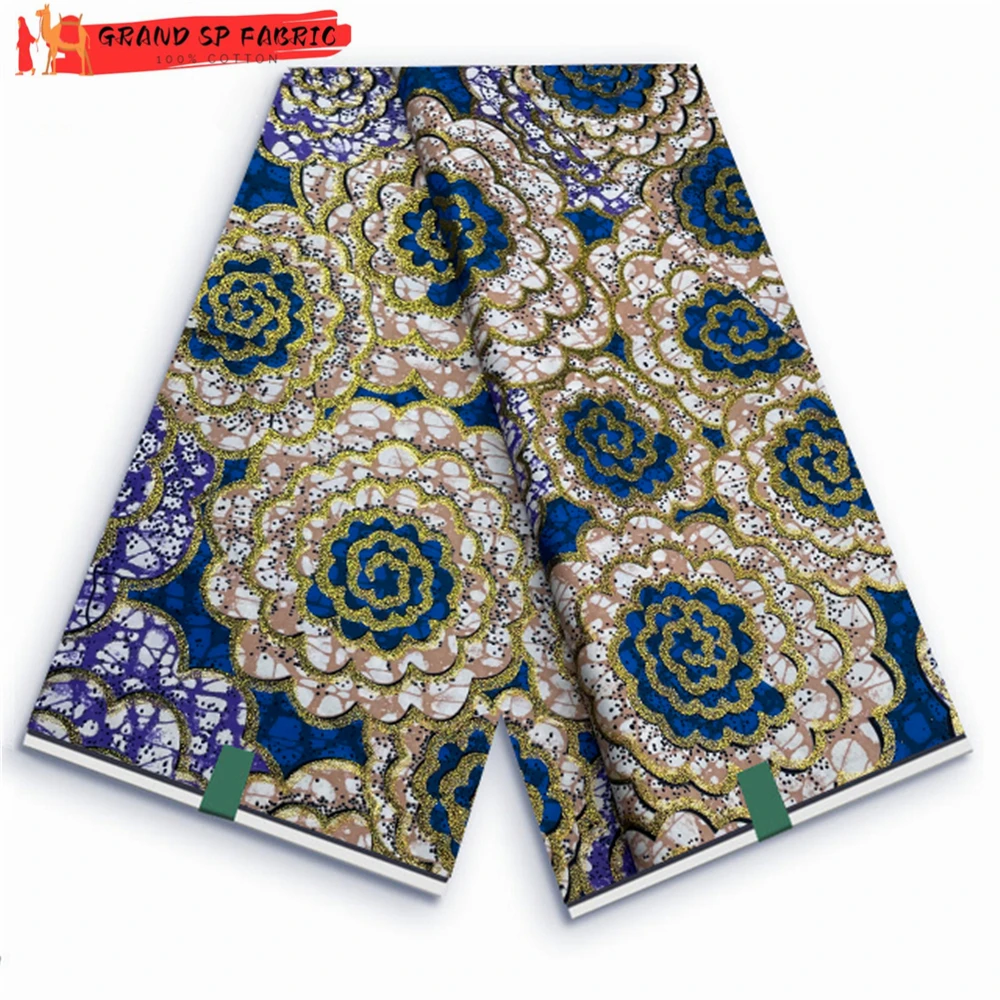 

Grand Super 100% Cotton African Wax Fabric High Quality Wax Print Ankara Fabric For Sewing 6yards Women Fabric VL-110