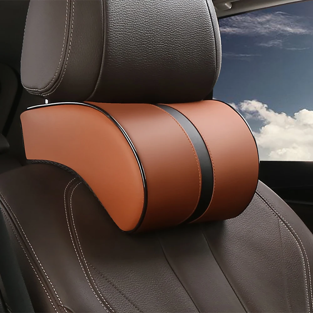 

Universal car pillow Car Leather Memory Foam Pillow Seat Head Neck Head Rest Cushions travel accessories car neck pillow
