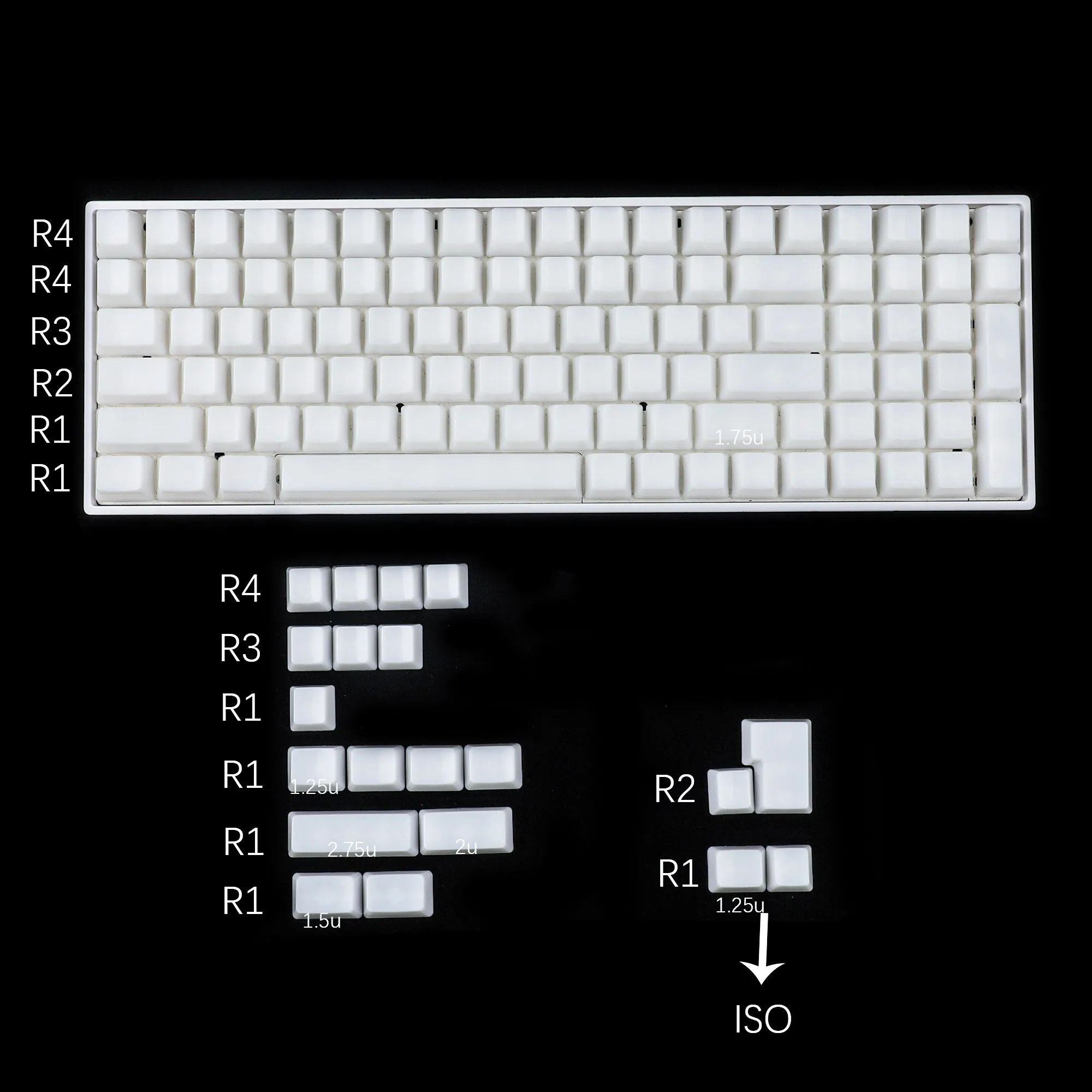 120 Keys ABS ANSI ISO 1.2mm Blank Milk Fog OEM Profile Shine Through Keycap For MX Mechanical Keyboard RGB GK61 96 84 68 108 87