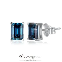 vinregem 925 sterling silver ascher cut 2ct passed test diamond vvs1 blue moissanite stud earrings for women gift drop shipping