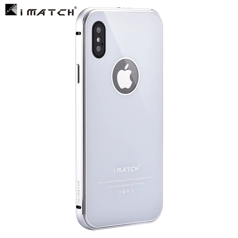 2018 Direct Selling Original Imatch For Appe Iphone X Xs Luxury Metal Bumper+ 9h Hardness Tempered Glass Back Cover