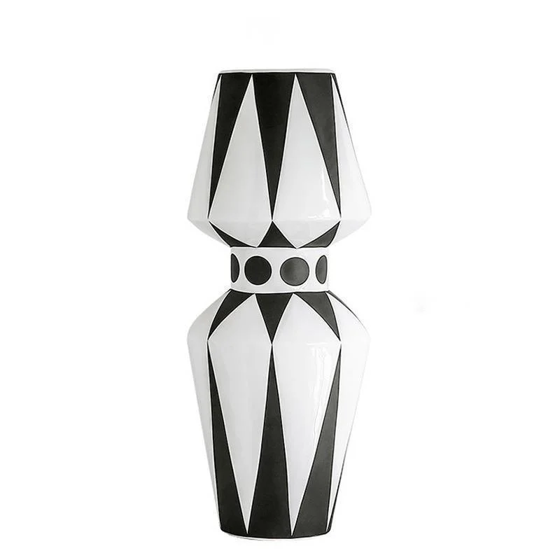 Ceramic Vase Scandinavian Geometric Vase Black and White Striped Bottle Modern Home Decoration Living Room Table Countertop Vase