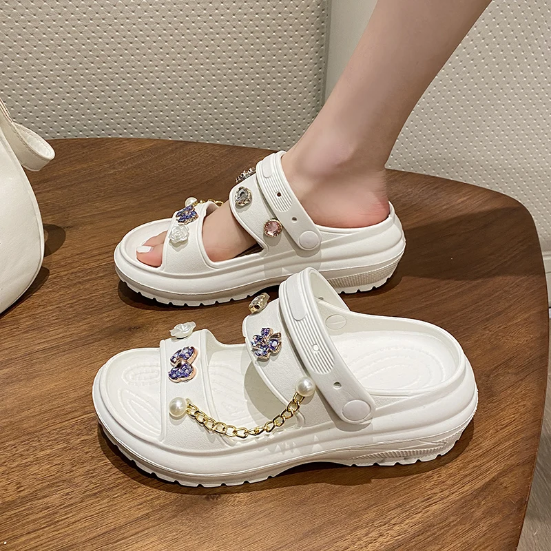 Fashion Women's Sandals DIY Accessories Disassembled At Will with Thick 6cm Bottom EVA Material Non-slip Wear-resistant Shoes