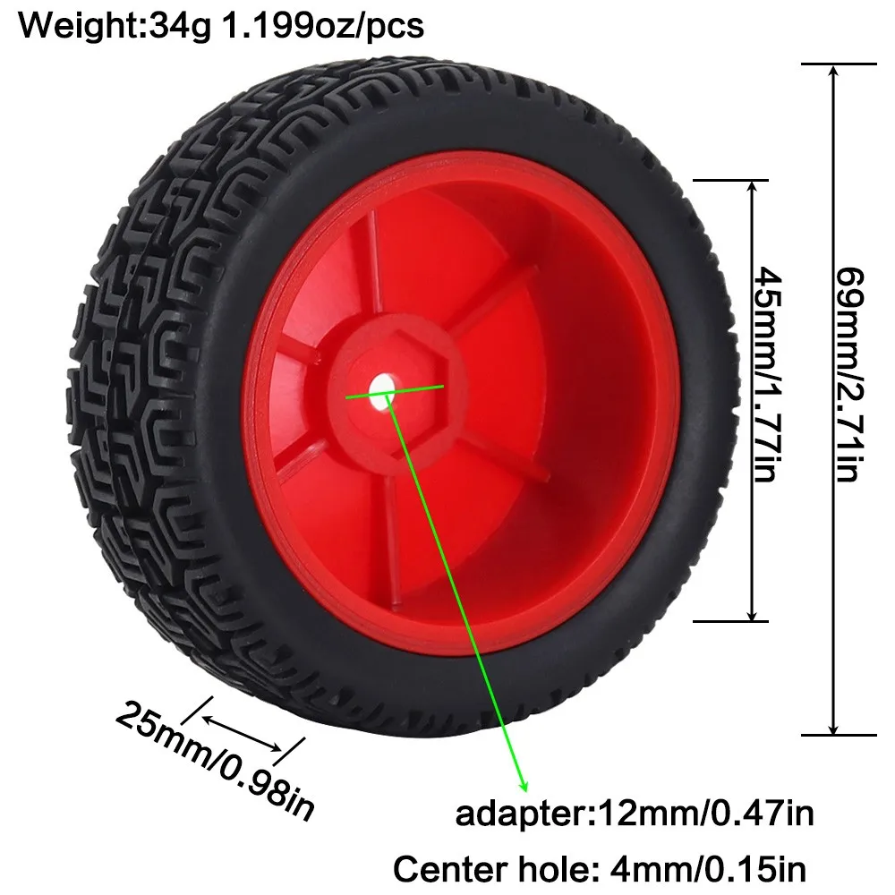 4 шт. 65-77 мм резиновая шина 12 Шестигранная для Tamiya TT01 TT02 HPI FW06 XV01 TA06 Φ 1/10