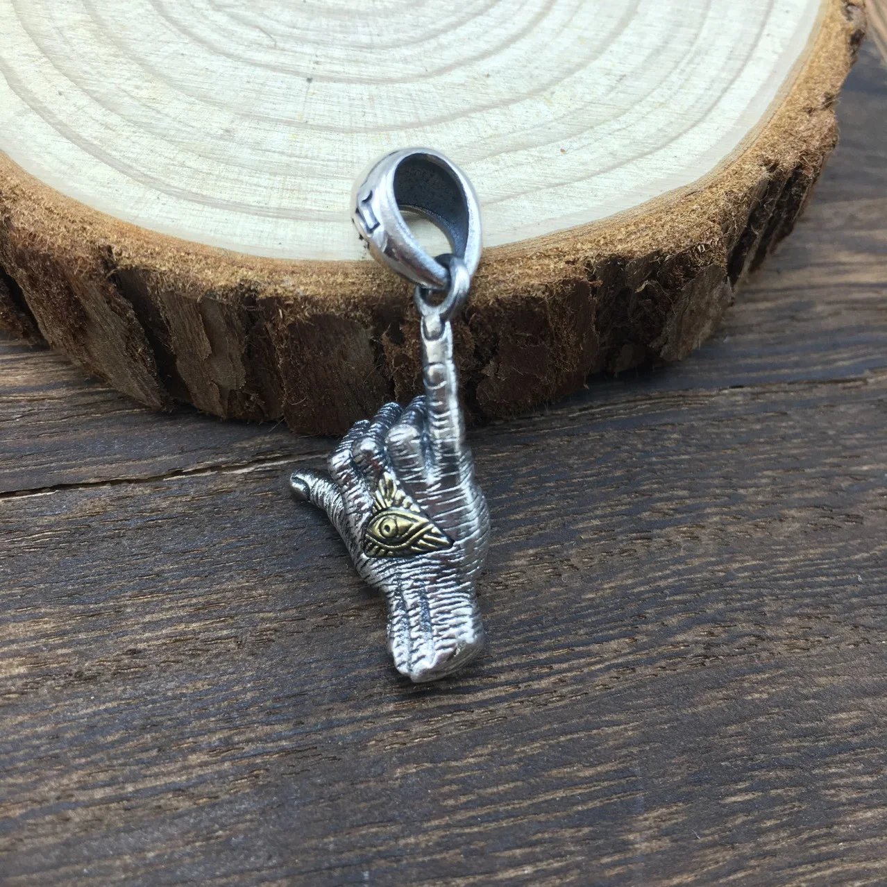 Стильное ожерелье с подвеской в виде жеста стиле хип-хоп из серебра S925 пробы