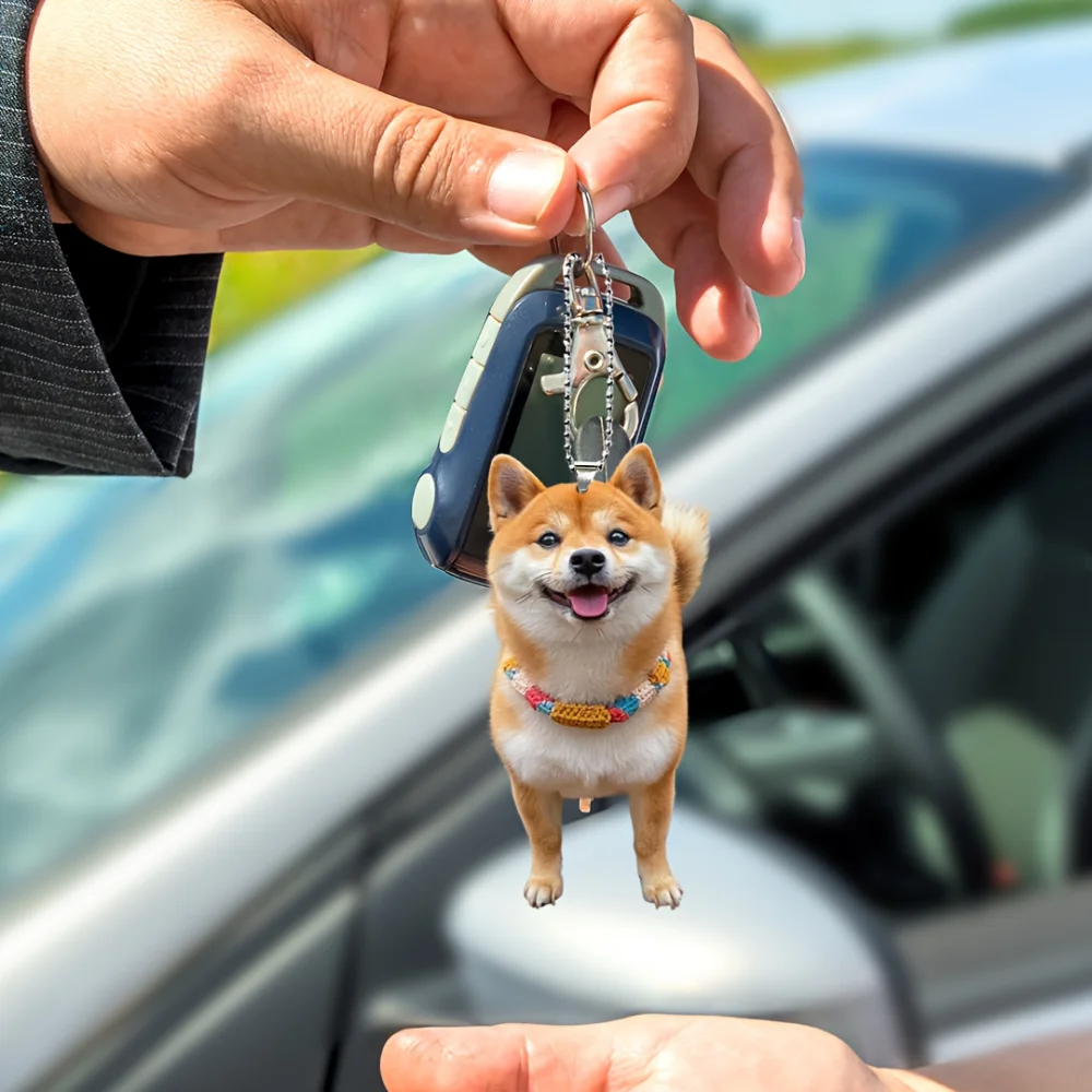 Улыбающийся 2D акриловый кулон-брелок Шиба-ину универсальный шарм милого щенка
