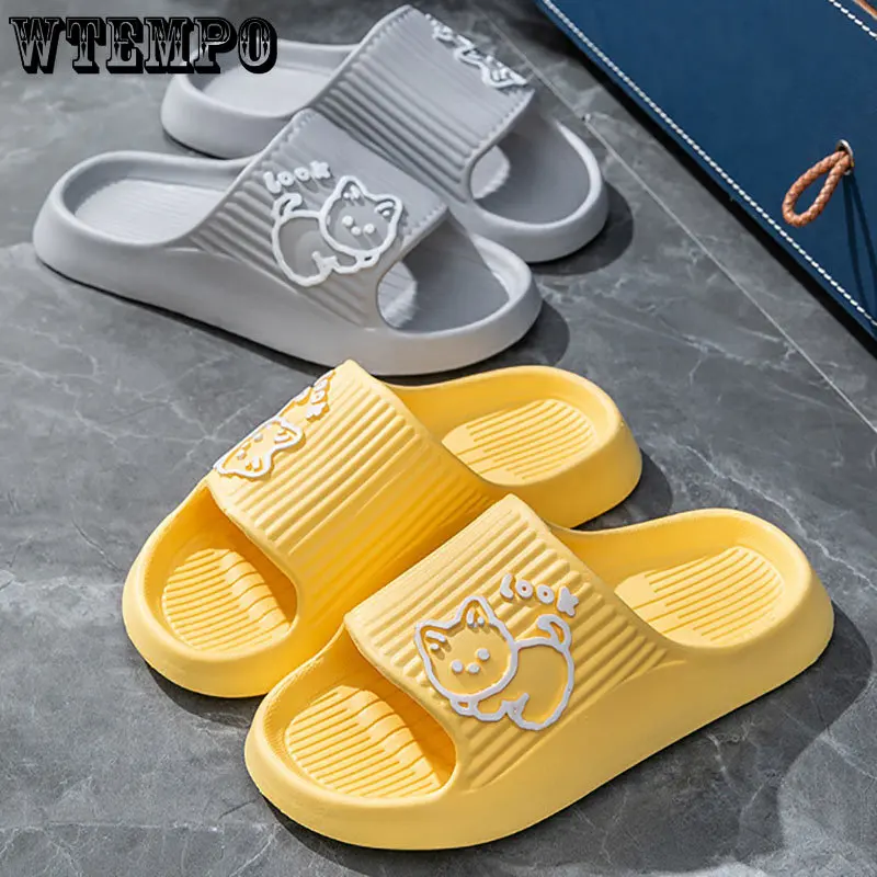 WTEMPO Summer Slippers Bathroom Platform Non-Slip Home Cartoon Flip Flops Beach Women Sandals Slides Indoor Outdoor Dropshipping
