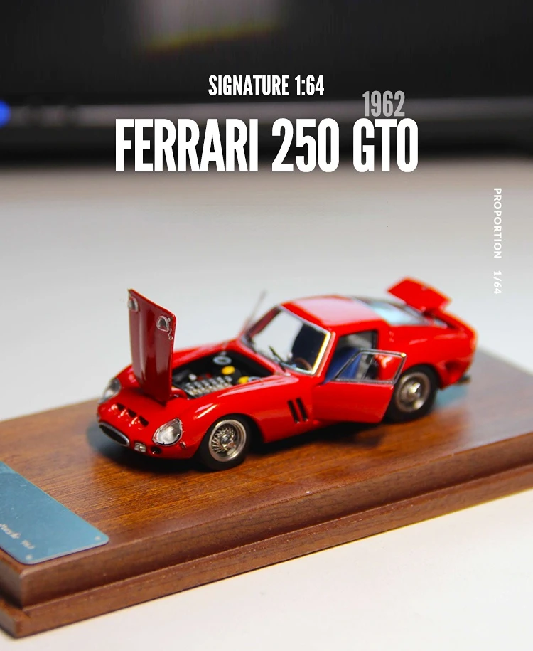 

PGM 1:64 Ferrari 250GTO 1962 Alloy Fully Open Limited Edition Resin Metal Static Car Model Toy Gift