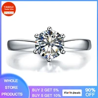 90 off 100 original certified tibetan silver wedding rings solitaire 1 ct imitation diamond engagement rings for women