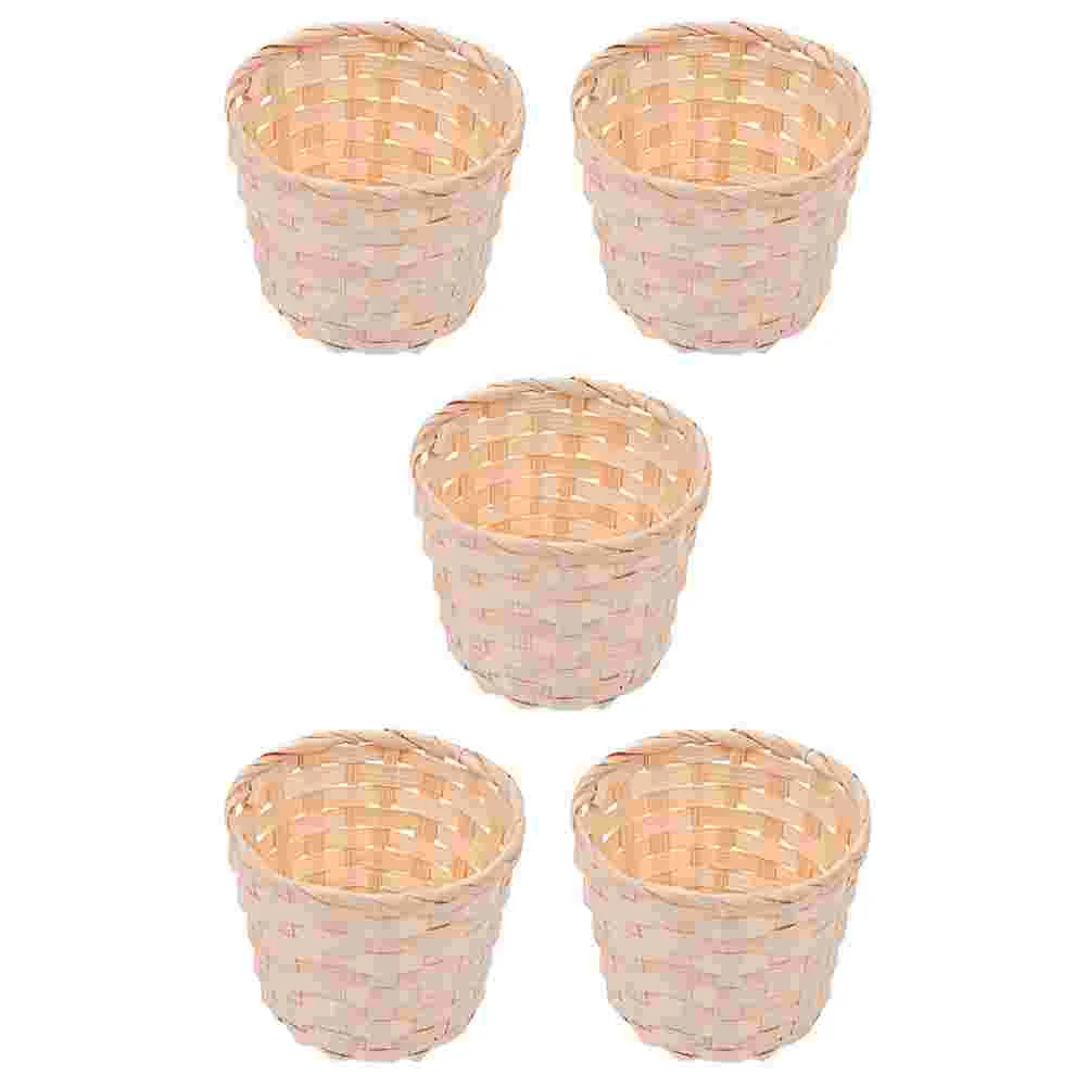 

Basket Woven Baskets Storage Wicker Mini Flower Rattan Pot Picnic Crafts Gift Seagrass Container Fruit Miniature Wedding Handles