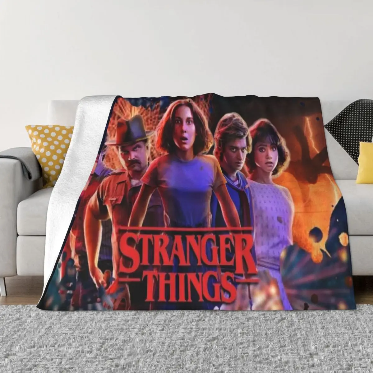 

Stranger Things Hot Movie Cartoon Blanket Fleece Summer Multi-function Super Soft Throw Blanket for Sofa Office Rug Piece