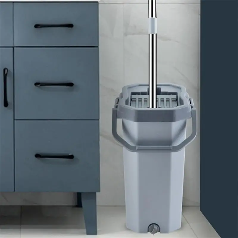 

Mop Floor Mop With Bucket Lazy Squezze Free Hand Magic Cleaning Mop Microfiber Flexible Rags Kitchen Household Wringing Tools