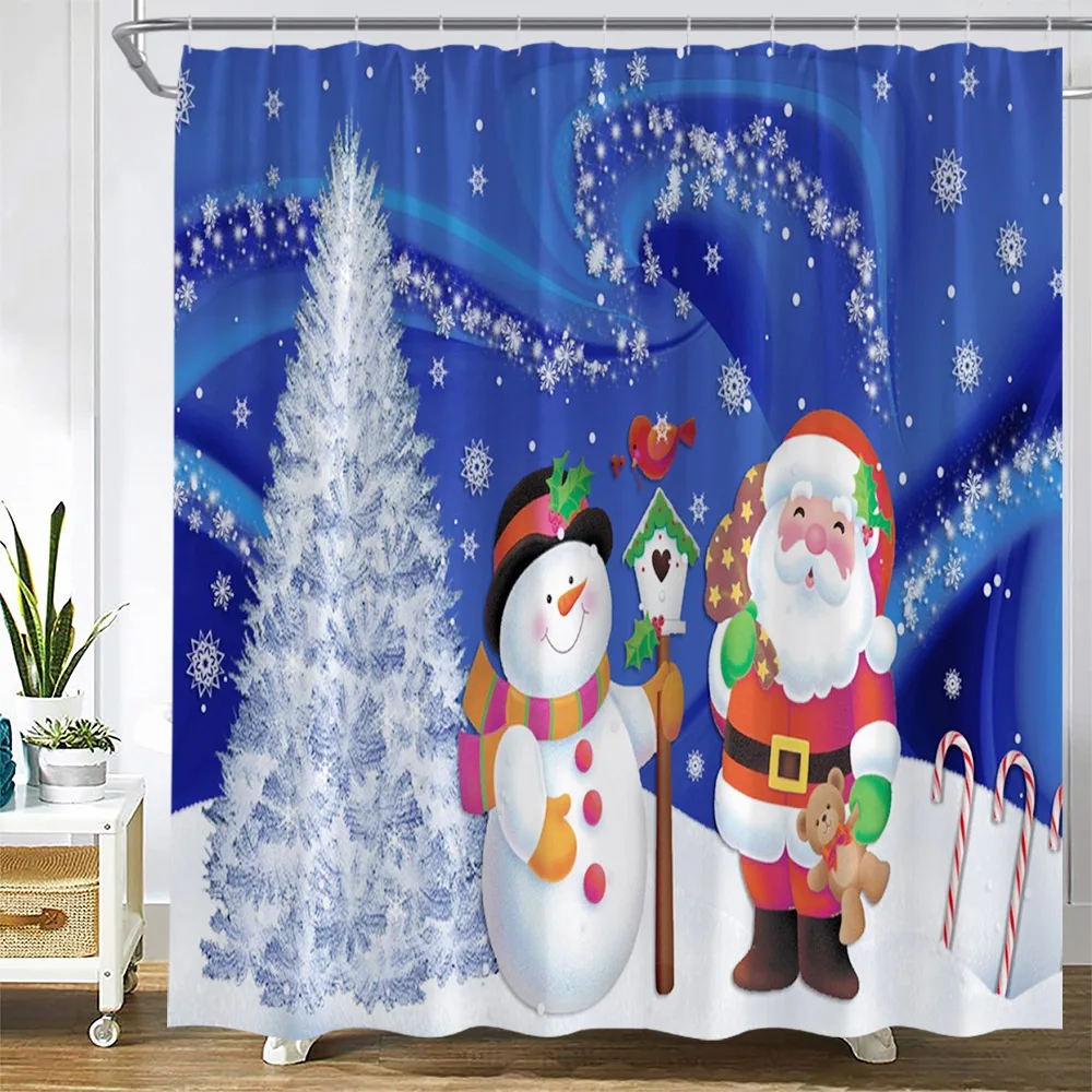 Рождественские шторы для душа забавный Санта-Клаус подарок замок зимний пейзаж